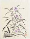 水墨画　桔梗　龍風作